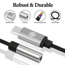 画像をギャラリービューアに読み込む, Geekria USB-C to 3.5mm ヘッドホン変換アダプター、Hi-Fi DAC搭載 AUXオーディオ変換アダプター、iPhone 17/16シリーズ、iPad、Galaxy S25/S26 Ultra、Pixel 10対応(10.8cm、グレー)