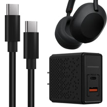 画像をギャラリービューアに読み込む, Geekria Type-C 急速充電器アダプターおよびケーブル、Sony WH-1000XM5 1000XM4 1000XM3 XB910N XB900N CH710N CH510ヘッドフォンと互換性があり、USB-C から USB-Cへの交換用充電コード(黒 / 100cm)