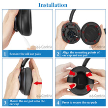 画像をギャラリービューアに読み込む, Geekria イヤーパッド QuickFit 互換性 パッド アンカー Anker Soundcore Life Q45, Space Q45 ヘッドホンに対応 パッド イヤー / イヤーカップ (プロテインレザー / ブラック)