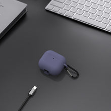 画像をギャラリービューアに読み込む, Geekria シリコン カバー 互換性 カバー アップル Apple AirPods 4 対応 True Wireless Earbuds 充電ケースカバー 外装カバー キーホルダーフック付き、充電ポートアクセス可能 (紫)
