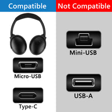 画像をギャラリービューアに読み込む, Geekria マグフィット充電ケーブル 互換性 QuickFit 充電コード USB-C,Micro-USB マグフィット BOSE QC45, QC35 II, QC35, QC25, 700, 700ANC, 700NCH に対応 抽出ツール付き ヘッドホンイヤーホン (Silver/100 cm)
