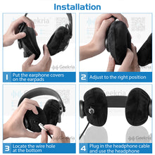 画像をギャラリービューアに読み込む, Geekria カバー 2 ペア 互換性 イヤーパッドカバー 劣化防止、防塵 ヘッドホン交換用 ストレッチニット 8-11CM ヘッドホン用 洗濯可 ( 中型 / ブラック)