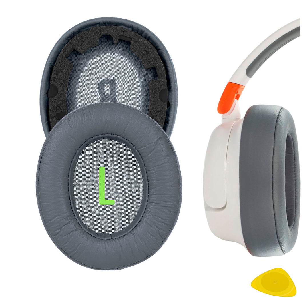 Geekria イヤーパッド QuickFit 互換性 パッド ジェイビーエル JBL JR460 ヘッドホンに対応 パッド イヤー / イヤーカップ プロテインレザー (グレー)