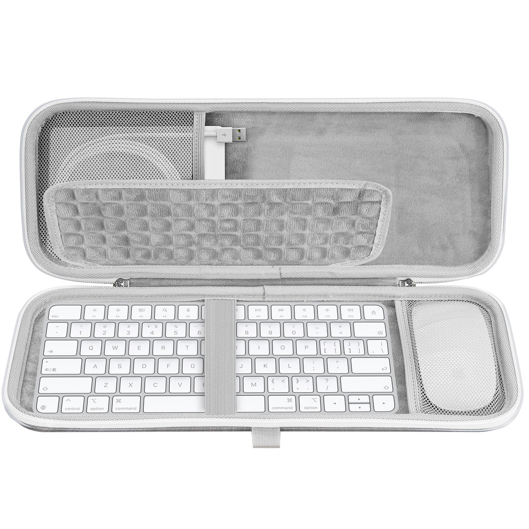 Geekria キーボード キャリングケース、ハードシェル保護トラベルバッグ、アップル Apple Magic Keyboard (MXCL3LL/A) / MK2A3LL/A / MXCK3LL/A / MK293LL/A 対応、マウスコンボケース (ライトグレー)