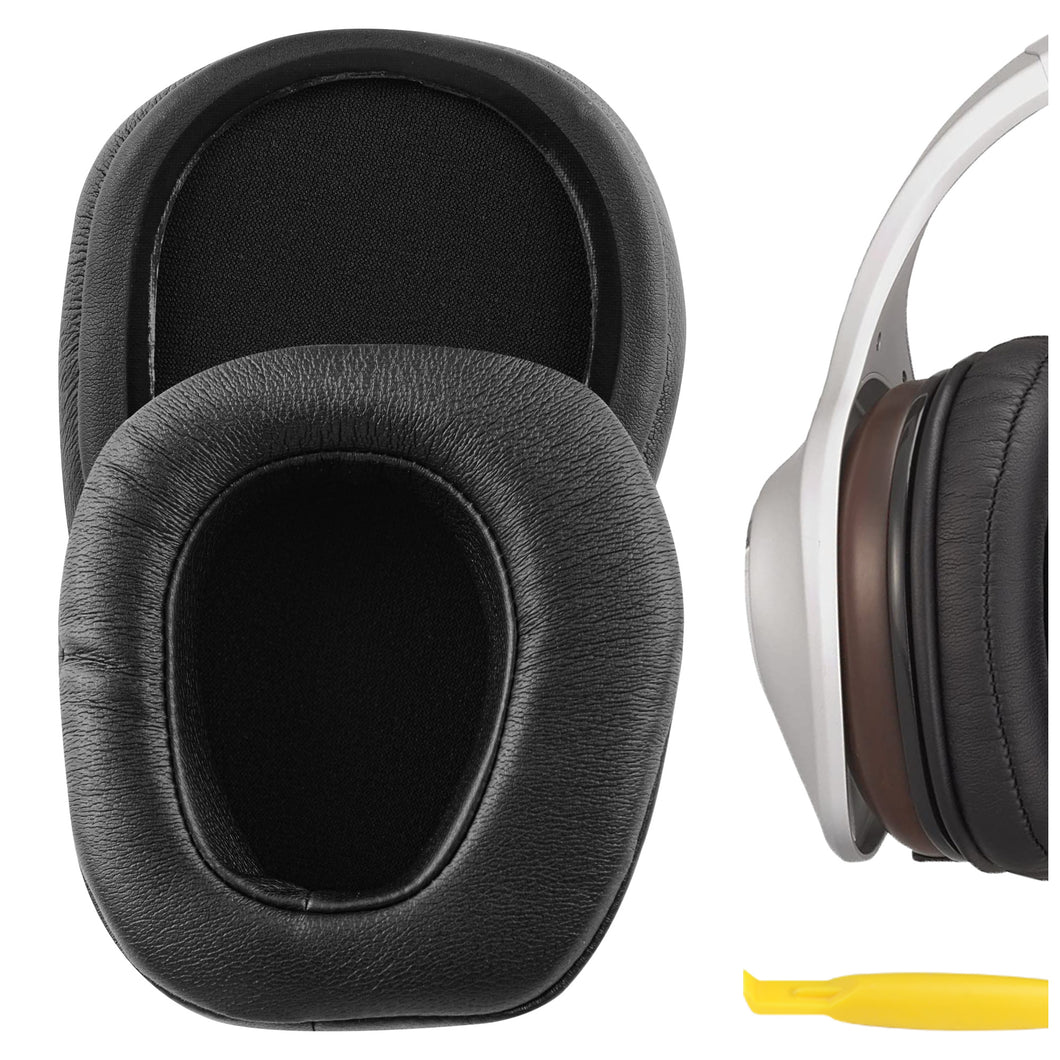 Geekria イヤーパッド QuickFit 互換性 パッド デノン DENON AH-D600, AH-D7100 ヘッドホンに対応 パッド イヤークッション / イヤーカップ (プロテインレザー / ブラック)