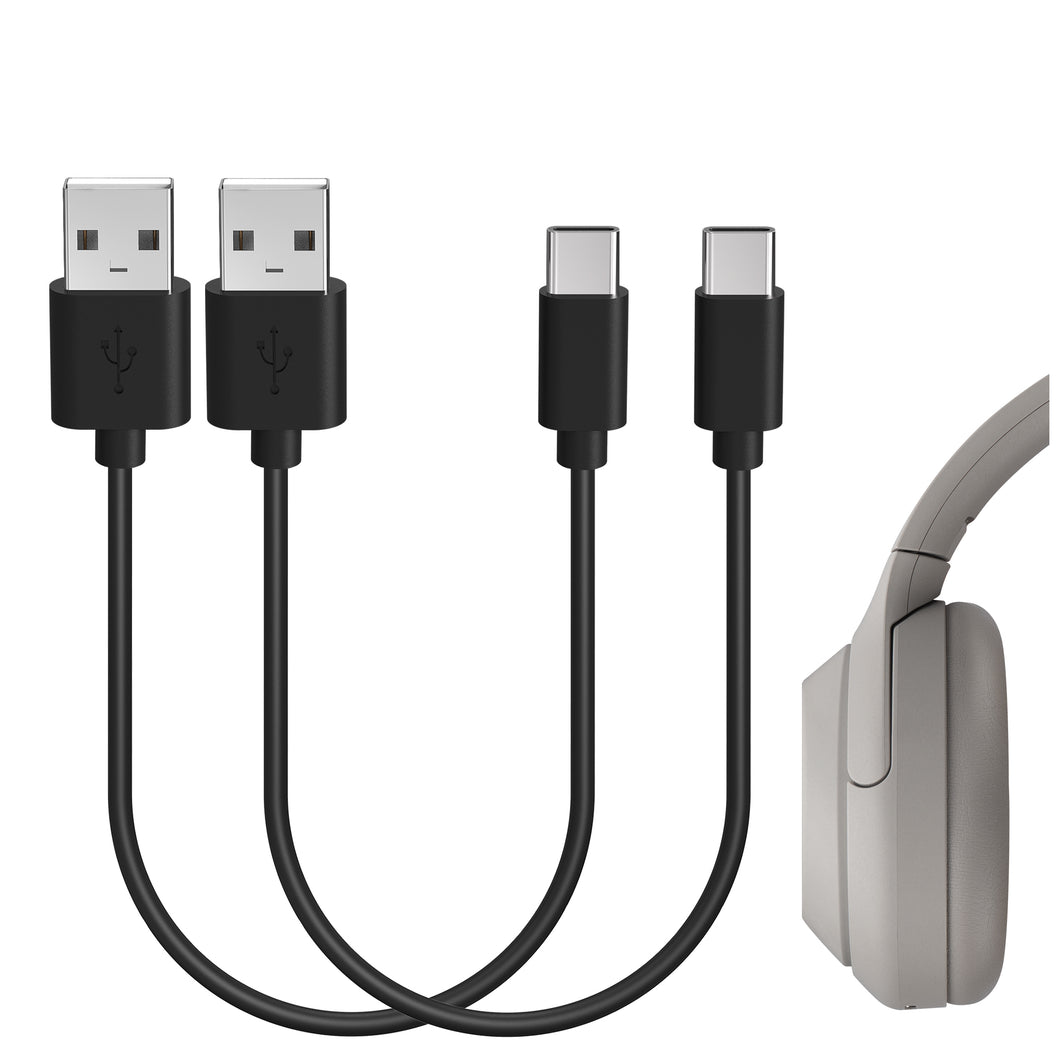 Geekria 充電ケーブル 互換性 Type-C 充電コード USB to USB-C ソニー Sony WH-1000XM5 WH-1000XM4 WH-ULT900N WH-XB920N WH-H910N INZONE H5 に対応 (黒/30cm 2個)