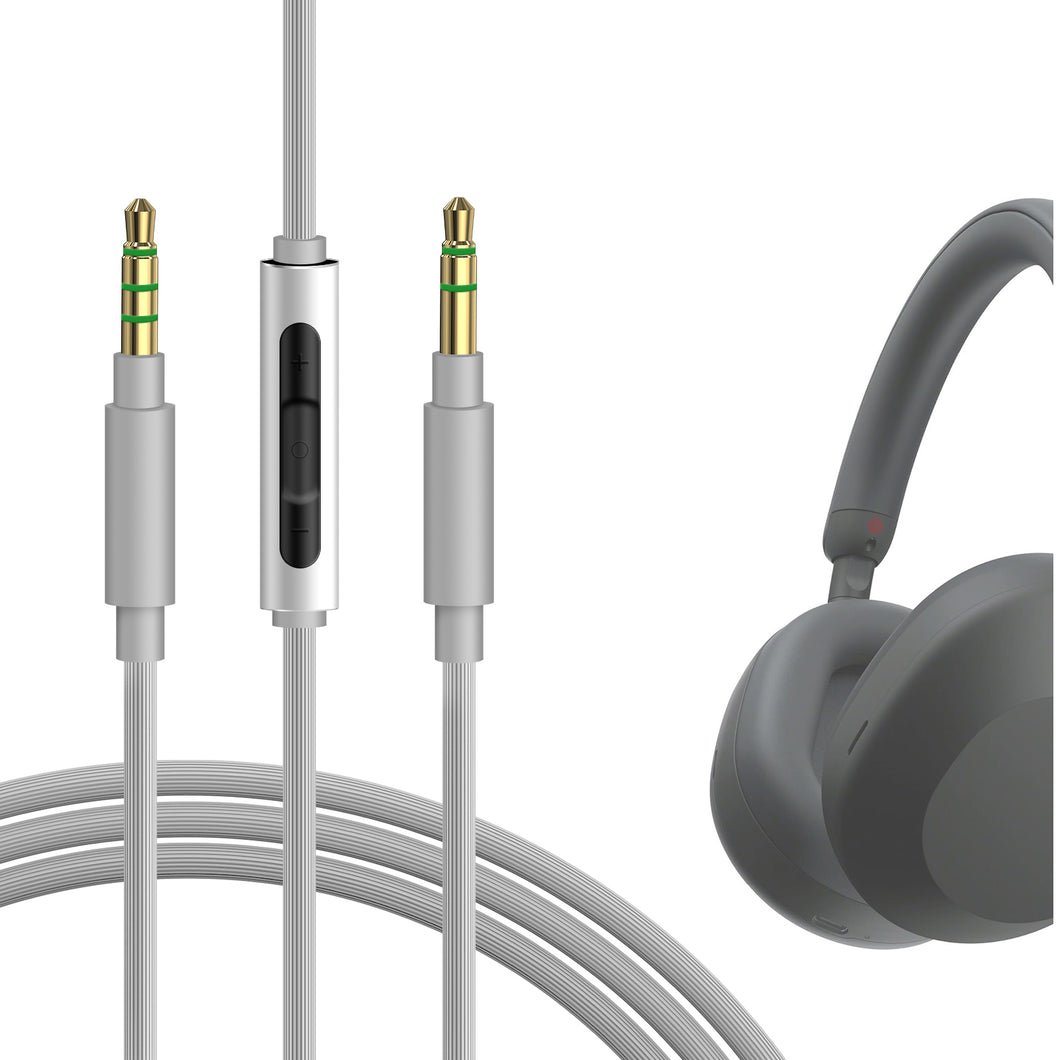 Geekria オーディオケーブル マイク付き Sony ULT Wear WH-1000XM5 WH-1000XM4 WH-CH720N ヘッドホンケーブル対応 3.5mm - 3.5mm 交換用ステレオコード インラインマイクとボリュームコントロール付き (4 フィート/1.2 m)