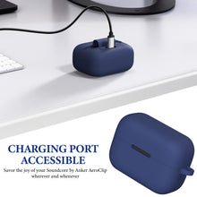 画像をギャラリービューアに読み込む, Geekria シリコン カバー 互換性 カバー Soundcore by アンカー Anker AeroClip 対応 True Wireless Earbuds 充電ケースカバー 外装カバー キーホルダーフック付き、充電ポートアクセス可能 (青)
