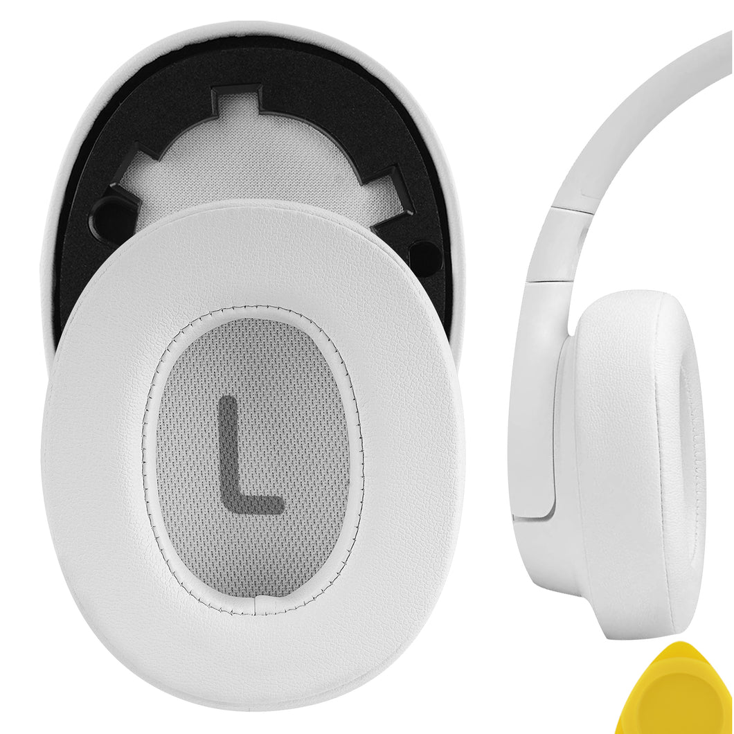 Geekria イヤーパッド QuickFit 互換性 パッド ジェイビーエル JBL Tune 700BT, Tune 750BTNC, Tune 710BT, Tune 720BT, Tune 760NC, Tune 770NC ヘッドホンに対応 パッド イヤー / イヤーカップ (プロテインレザー / 白い)