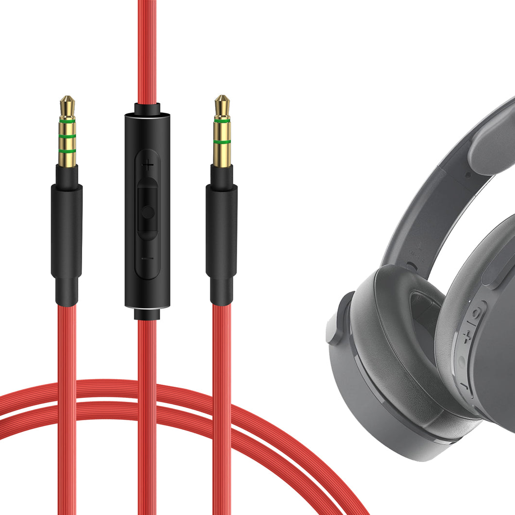 Geekria ケーブル 互換性 オーディオコード スカルキャンディSkullcandy Hesh Evo, Hesh 3, Crusher EVO, Riff 2 ヘッドホンケーブル、3.5mm AUX に適合する インラインマイクと音量コントロール 1.2 m