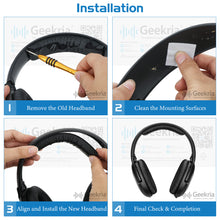 画像をギャラリービューアに読み込む, Geekria ヘッドバンド 互換性 ヘッドホンヘッドバンド プロテインレザー パッド ゼンハイザー Sennheiser HD201, HD201S, HD180 対応 交換用 (ブラック)
