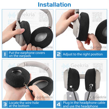 画像をギャラリービューアに読み込む, Geekria カバー 2 ペア 互換性 イヤーパッドカバー (SGS認証済) 劣化防止、防塵 ヘッドホン交換用 ストレッチニット 8-11CM ヘッドホン用 洗濯可 (Medium / ブラック)
