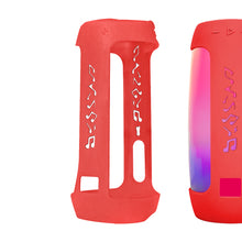 画像をギャラリービューアに読み込む, Geekria シリコーン スピーカーケース カバー 互換性カバー ジェイビーエル JBL Pulse 4 に 対応 保護用の防水ソフトスキン、Bluetoothスピーカーケース、キーホルダーフック付き、ショルダーストラップ付き (Red)
