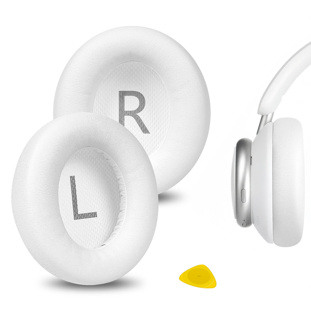 Geekria イヤーパッド QuickFit 互換性 パッド アンカー Anker Soundcore Life Q45, Space Q45 ヘッドホンに対応 パッド イヤー / イヤーカッププロテインレザー (白)