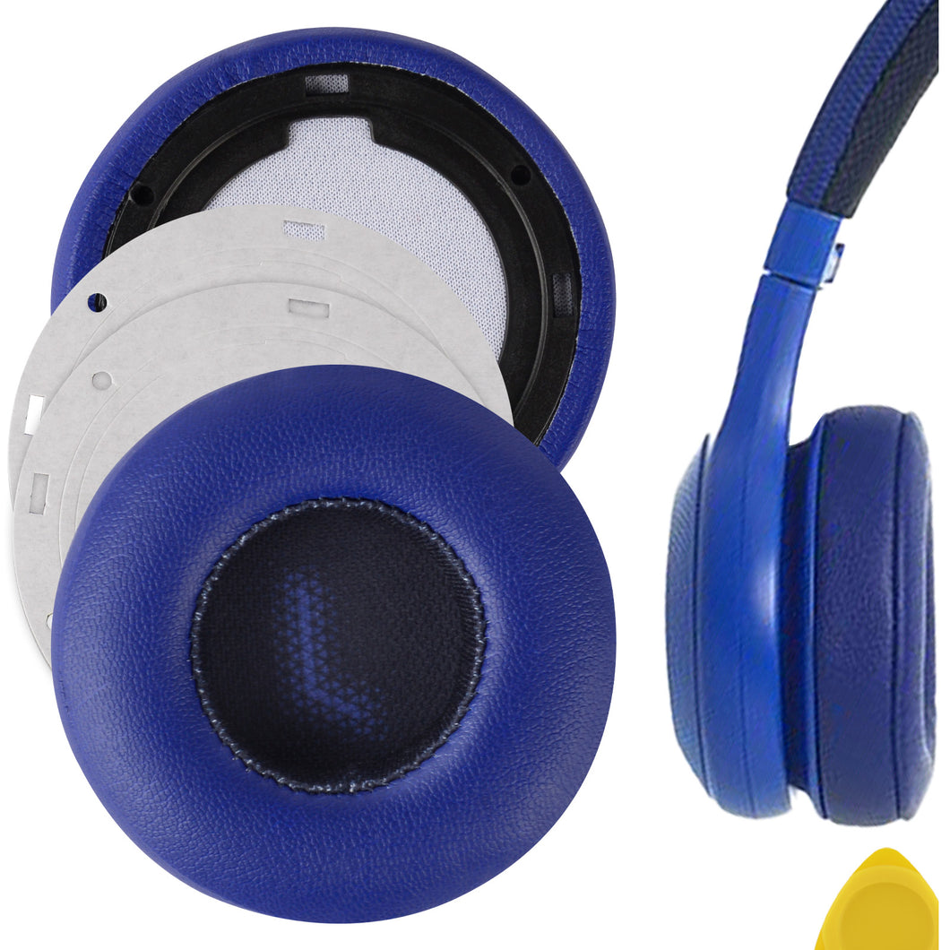 Geekria イヤーパッド QuickFit 互換性 パッド ジェイビーエル JBL E35, E45bt, E45, C45BT ヘッドホンに対応 パッド イヤー / イヤーカップ (プロテインレザー / 青)
