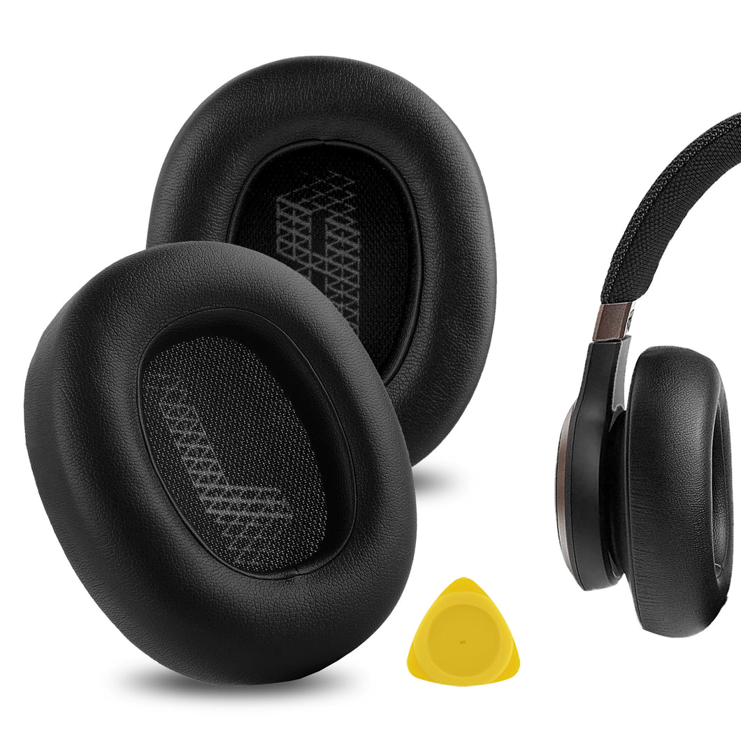 Geekria イヤーパッド QuickFit 互換性 パッド ジェイビーエル JBL Live 650 BTNC, Lifestyle E65BTNC, Duet NC, Live 660 BTNC ヘッドホンに対応 パッド イヤー / イヤーカップ (プロテインレザー / ブラック)