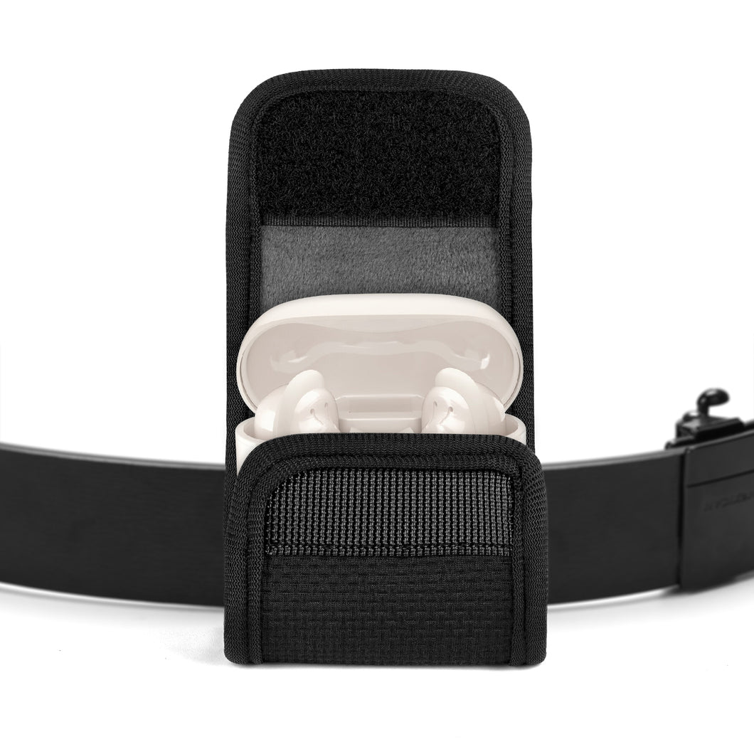 Geekria イヤホンポーチ ベルトループ付きボーズ Bose New QC, QC Ultra, QC Earbuds ii, Ultra Open 対応、イヤホンケースベルトホルスター、バッグストラップ用クリップホルダー付き保護ケースカバー、オールラウンド保護 (ブラック)