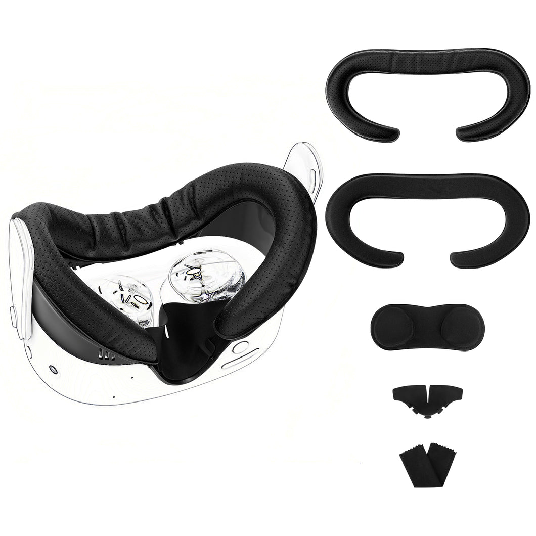Geekria VR アップグレードフェイシャルインターフェース&フェイスカバーパッド、Meta Quest 3S対応、防汗PUフォームクッション、漏れ防止ライトノーズパッド付きアクセサリーセット、空気循環設計