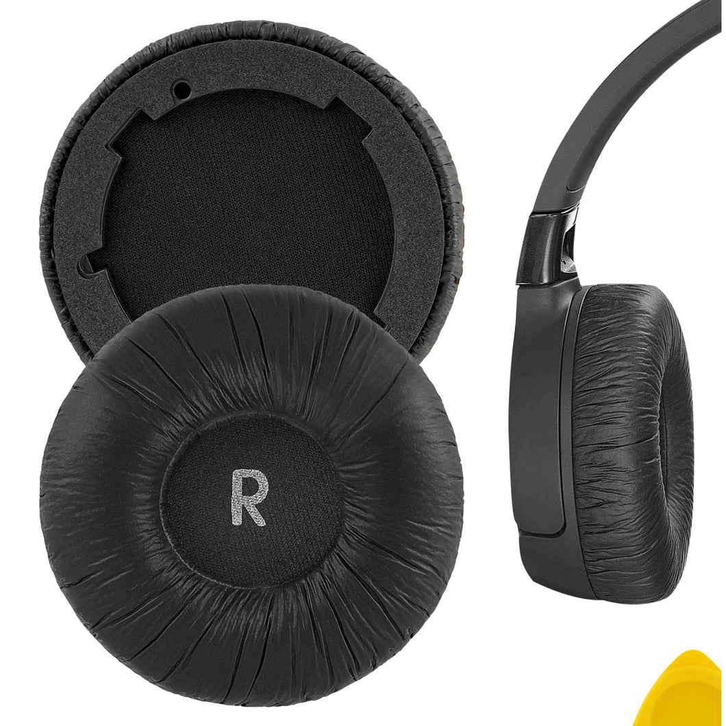 Geekria イヤーパッド QuickFit 互換性 パッド ジェイビーエル JBL T600BTNC, Tune 600BTNC ヘッドホンに対応 パッド イヤー / イヤーカップ (レザーレット / ブラック)