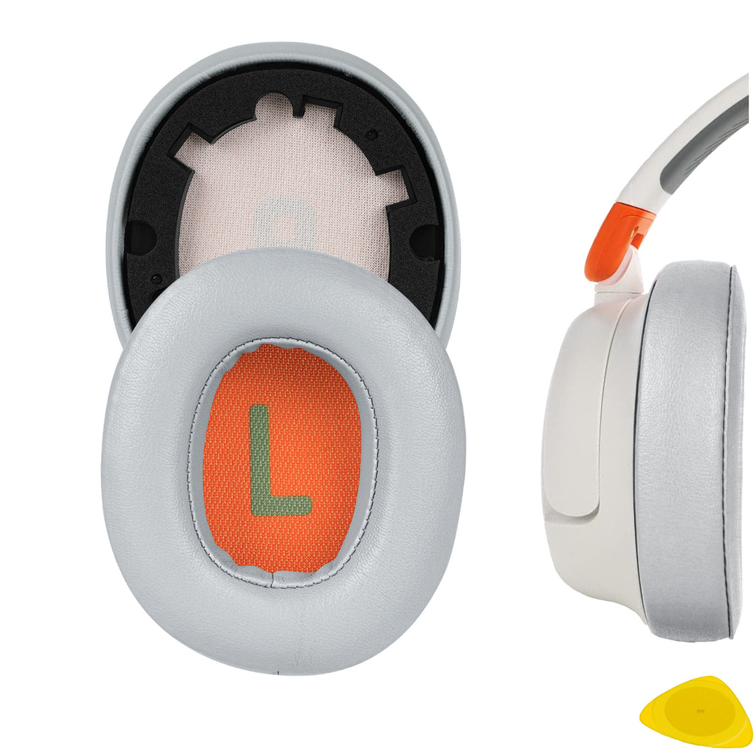 Geekria イヤーパッド QuickFit 互換性 パッド ジェイビーエル JBL JR460 ヘッドホンに対応 パッド イヤー / イヤーカップ プロテインレザー (グレーオレンジ)