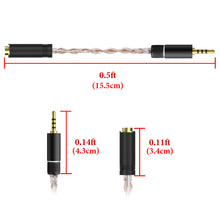 画像をギャラリービューアに読み込む, Geekria Apollo バランス接続ケーブル 2.5mm四極 バランス（オス）→ 4.4mm五極バランス（メス）接続ケーブル 交換プラッグ 変換ケーブル 4芯 15.5cm (4N OCC単結晶銅と単結晶銀 混編)
