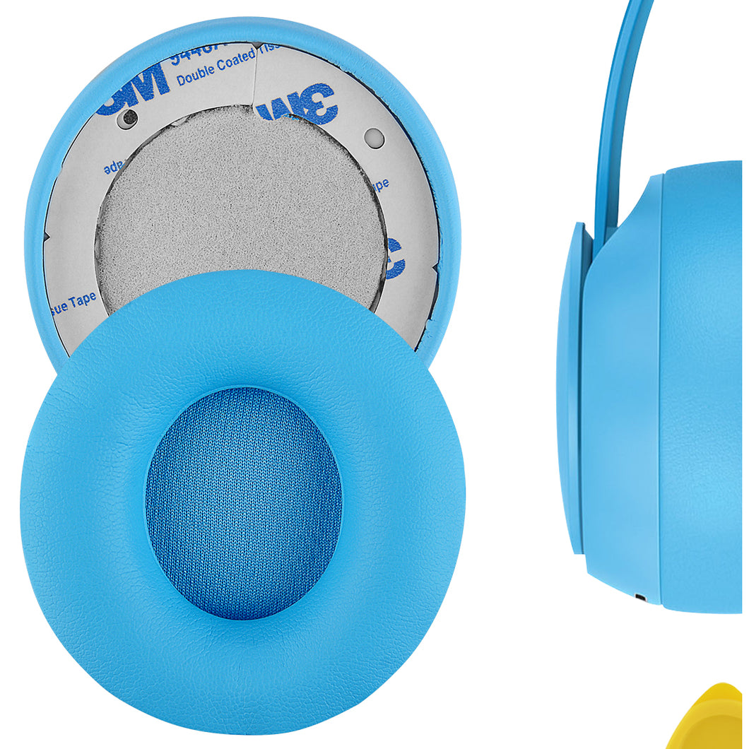 Geekria イヤーパッド QuickFit 互換性 ビーツバイドクタードレ Beats Solo Pro Wireless (A1881) ヘッドホンに対応 パッド イヤー / イヤーカップ (プロテインレザー / ライトブルー)
