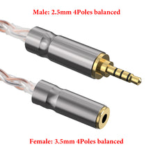 画像をギャラリービューアに読み込む, Geekria Apollo バランス接続ケーブル 2.5mm四極 バランス（オス）→ 3.5mm四極バランス（メス） 接続ケーブル 交換プラッグ 変換ケーブル 4芯 14.5cm (4N OCC単結晶銅と単結晶銀 混編)

