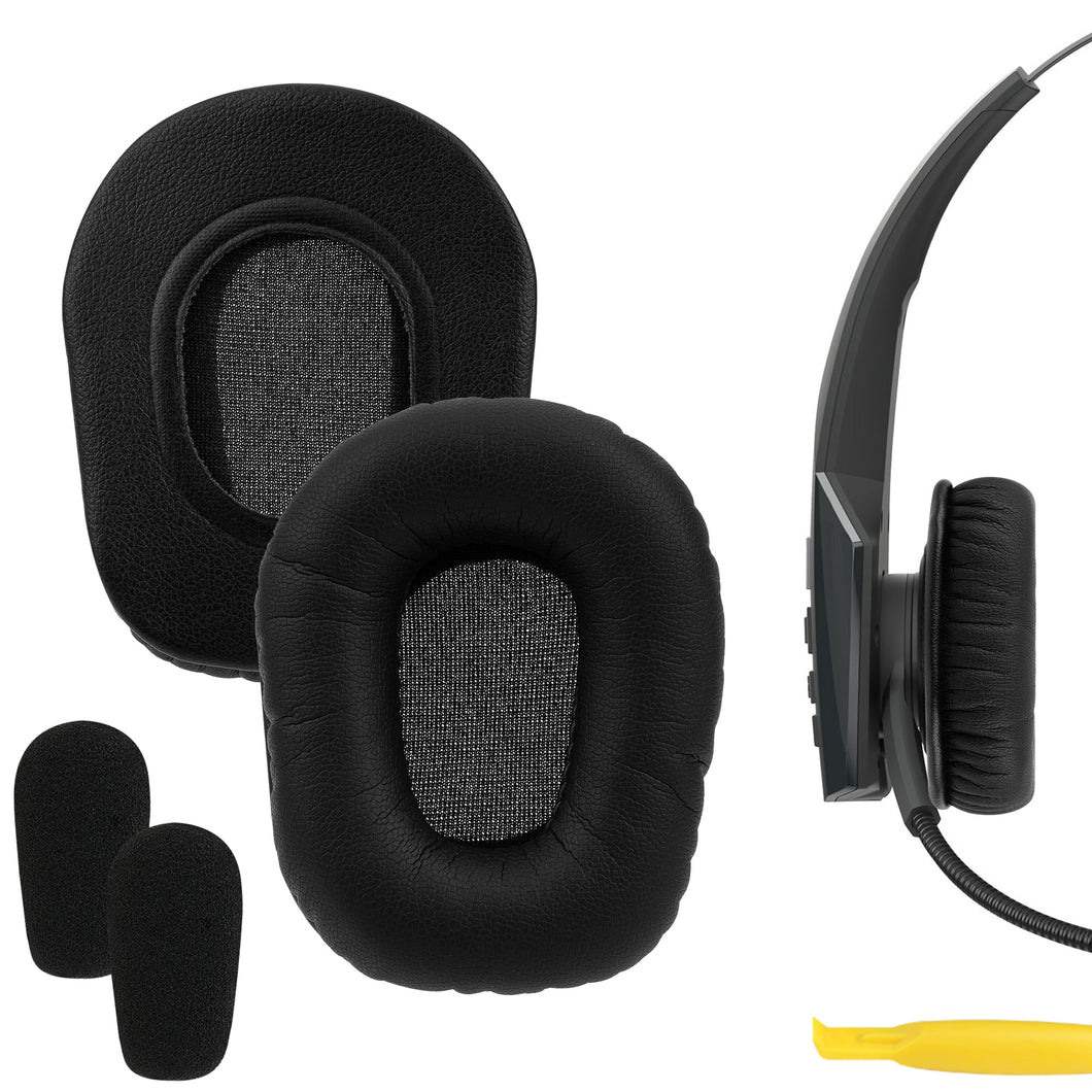 Geekria イヤーパッド QuickFit 互換性 パッド BlueParrott B350 (B350-XT) Noise Cancelling ヘッドホンに対応 パッド イヤー / イヤーカップ プロテインレザー (黒)