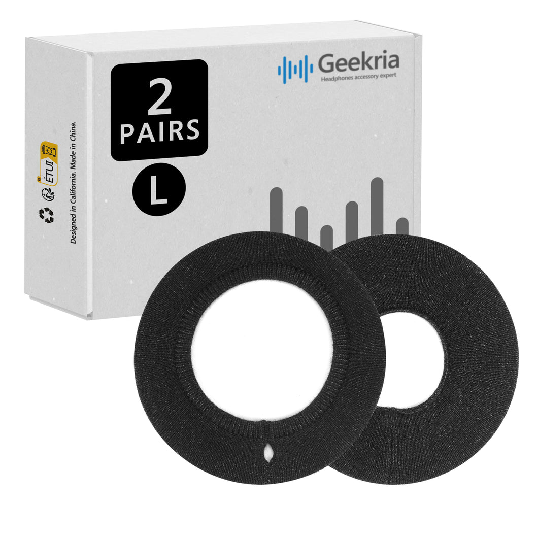 Geekria カバー 2ペア 互換性 イヤーパッドカバー 劣化防止、防塵 ヘッドホン 交換用 ストレッチニット 11-16CM ヘッドホン用 洗濯可 ( Large / ブラック)