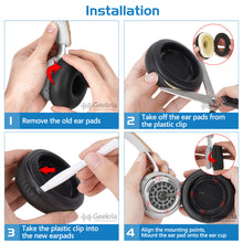 画像をギャラリービューアに読み込む, Geekria イヤーパッド QuickFit 互換性 パッド レイザー グアンドオルフセン Bang &amp; Olufsen Beoplay H8, H8i ヘッドホンに対応 パッド イヤー / イヤーカップ プロテインレザー (黒/ プラスチッククリップなし)
