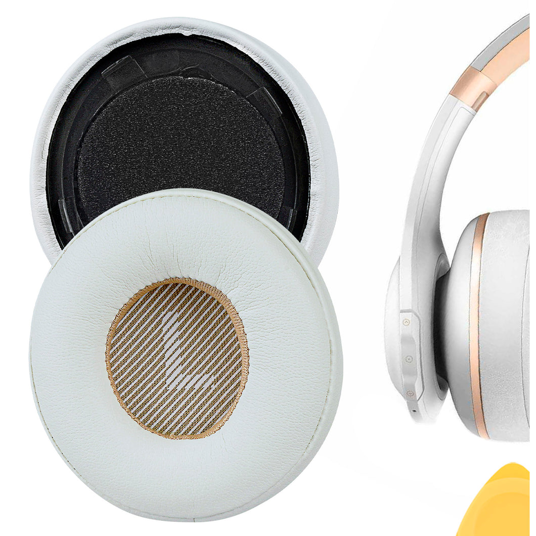 Geekria イヤーパッド QuickFit 互換性 パッド ジェイビーエル JBL Everest Elite 300, V300NXT ヘッドホンに対応 パッド イヤー / イヤーカップ (プロテインレザー / 白い)