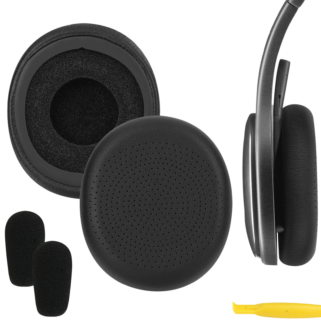 Geekria イヤーパッド QuickFit 互換性 パッド ロジクール Logitech H800 Wireless ヘッドホンに対応 パッド イヤー / イヤーカップ プロテインレザー (黒)