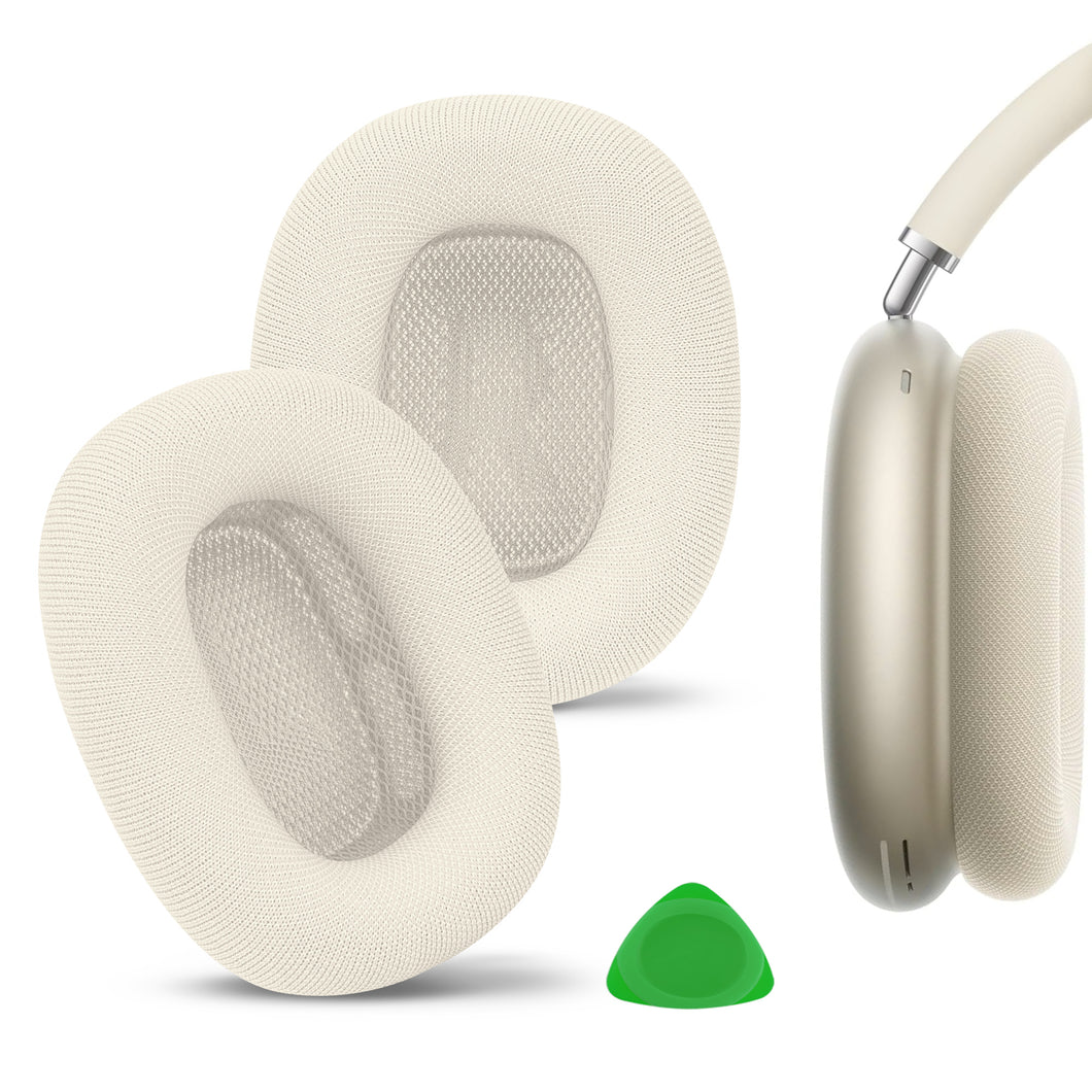 Geekria イヤーパッド Comfort 互換性 パッド アップル Apple AirPods MAX(A2096), AirPods MAX2 (A3184) ヘッドホンに対応 パッド イヤー / イヤーカップ (メッシュファブリック/白)