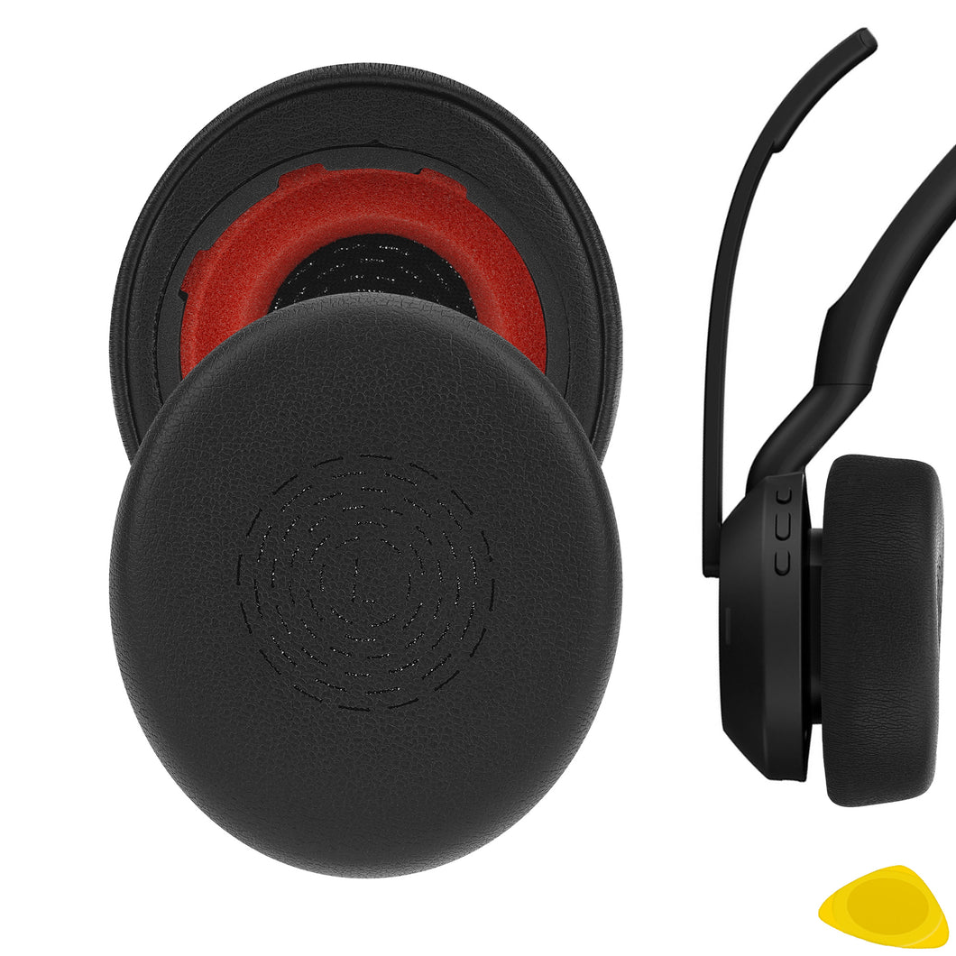 Geekria イヤーパッド QuickFit 互換性 パッド ジャブラ Jabra Evolve2 55, 55MS, 55UC, 55USB Wireless ヘッドホンに対応 パッド イヤー / イヤーカップ (プロテインレザー/黒)