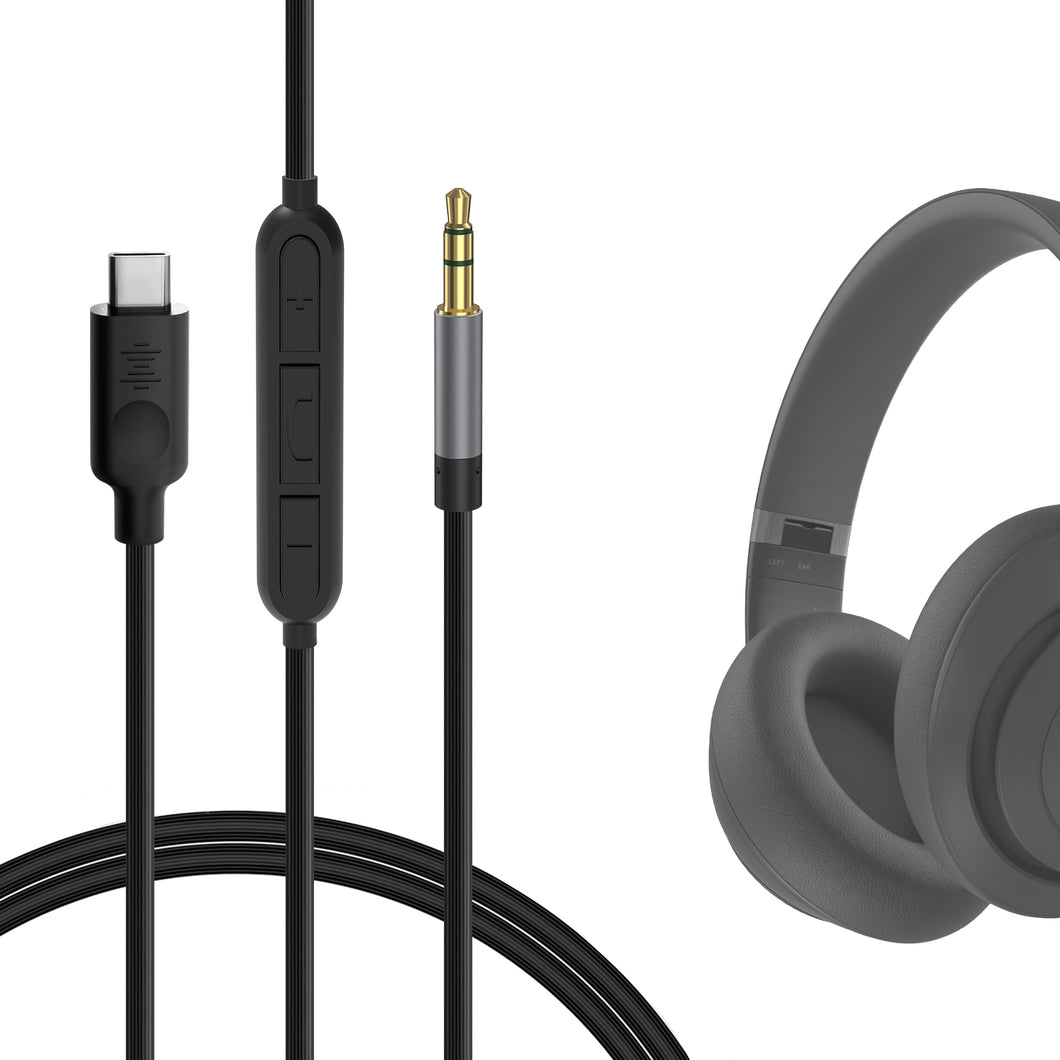 Geekria ケーブル USB-C Digital to Audio 互換性 オーディオコードビーツバイドクタードレ Beats Studio Pro スカルキャンディ Skullcandy Hesh ANC ヘッドホンケーブル、3.5mm AUX に適合するインラインマイクと音量コントロール 1.2m