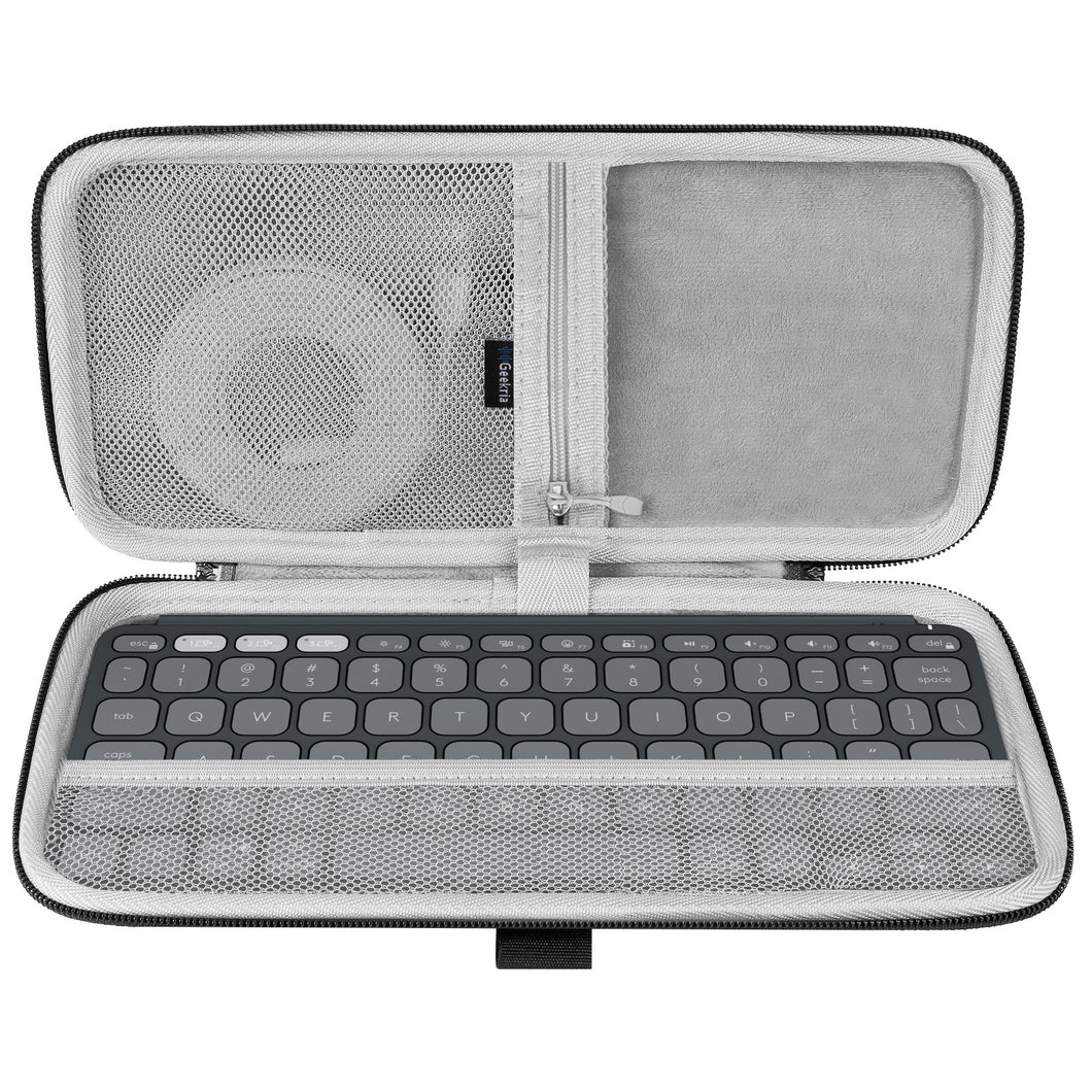 Geekria キーボード キャリング ケース、ロジクール Logicool KEYS-to-GO 2 ハードシェル保護トラベルバッグ対応 (ダークグレー)