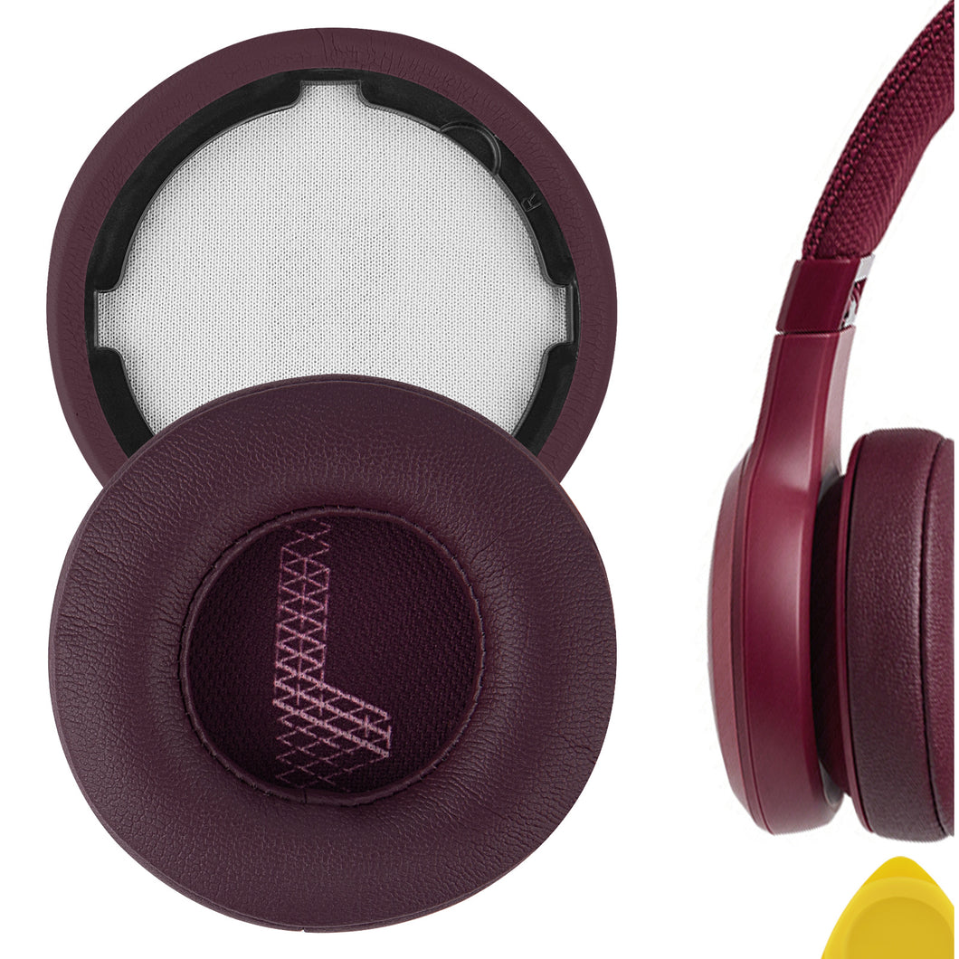 Geekria イヤーパッド QuickFit 互換性 パッド ジェイビーエル JBL LIVE 400BT ヘッドホンに対応 パッド イヤー / イヤーカップ ( プロテインレザー / 赤 )