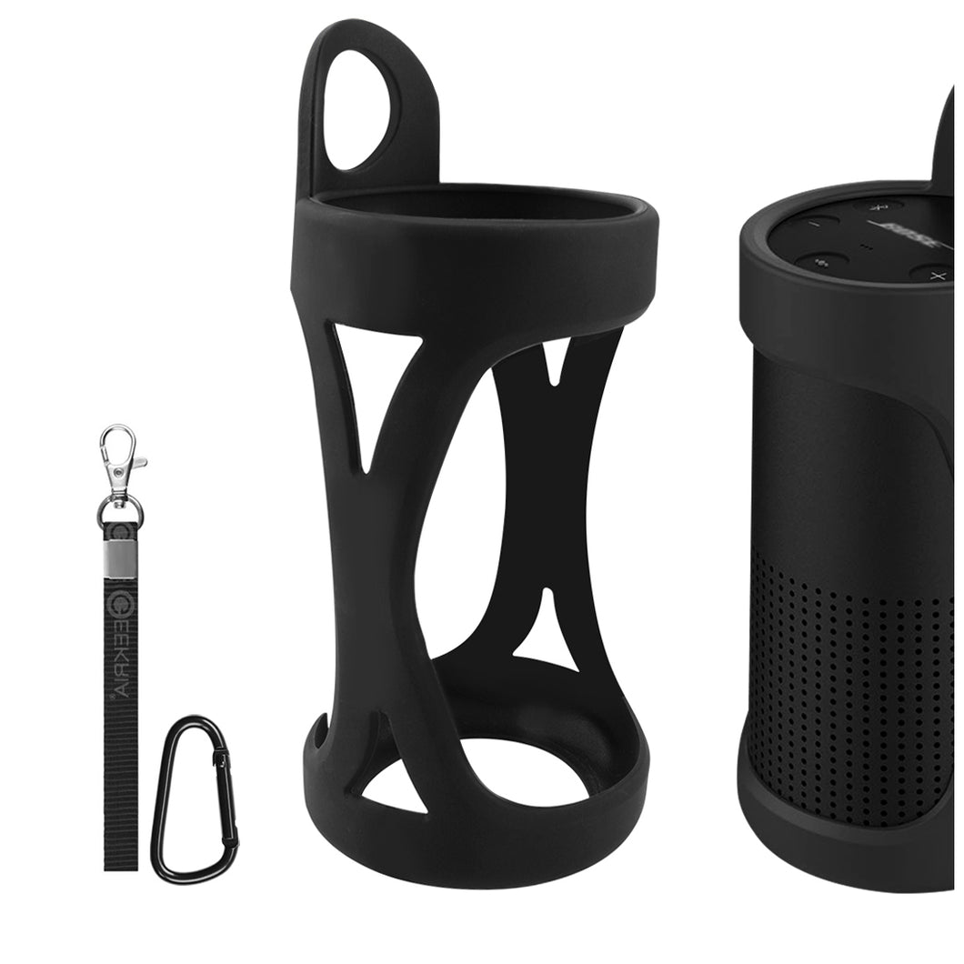 Geekria シリコーンスピーカーケース カバー 互換性カバーボーズ Bose SoundLink Revolve に 対応 保護用の防水ソフトスキン、スピーカーケース、キーホルダーフック付き