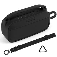 画像をギャラリービューアに読み込む, Geekria シリコーン スピーカーケース カバー 互換性カバー ボーズ Bose SoundLink Plusに 対応 保護用の防水ソフトスキン、スピーカーケース、キーホルダーフック付き、ショルダーストラップ付き (ブラック)

