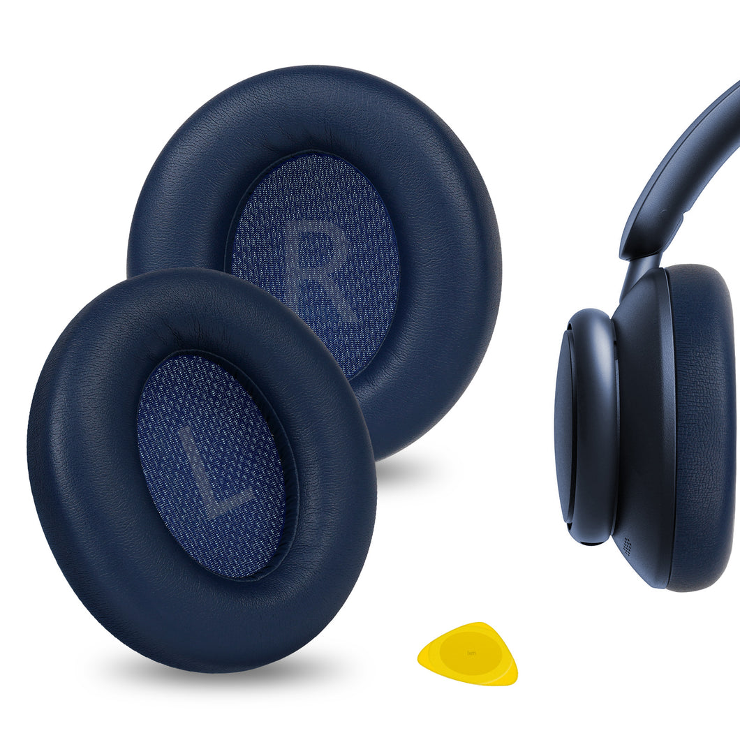 Geekria イヤーパッド QuickFit 互換性 パッド アンカー Anker Soundcore Space Q45, Life Q45 ヘッドホンに対応 パッド イヤー / イヤーカッププロテインレザー (青)