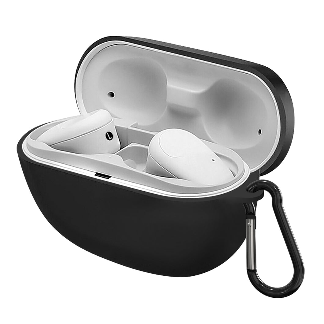 Geekria シリコン カバー 互換性 カバー Sony WF-SP800N 対応 True Wireless Earbuds 充電ケース充電ケースカバー 外装カバー キーホルダーフック付き、充電ポートアクセス可能 (Black)