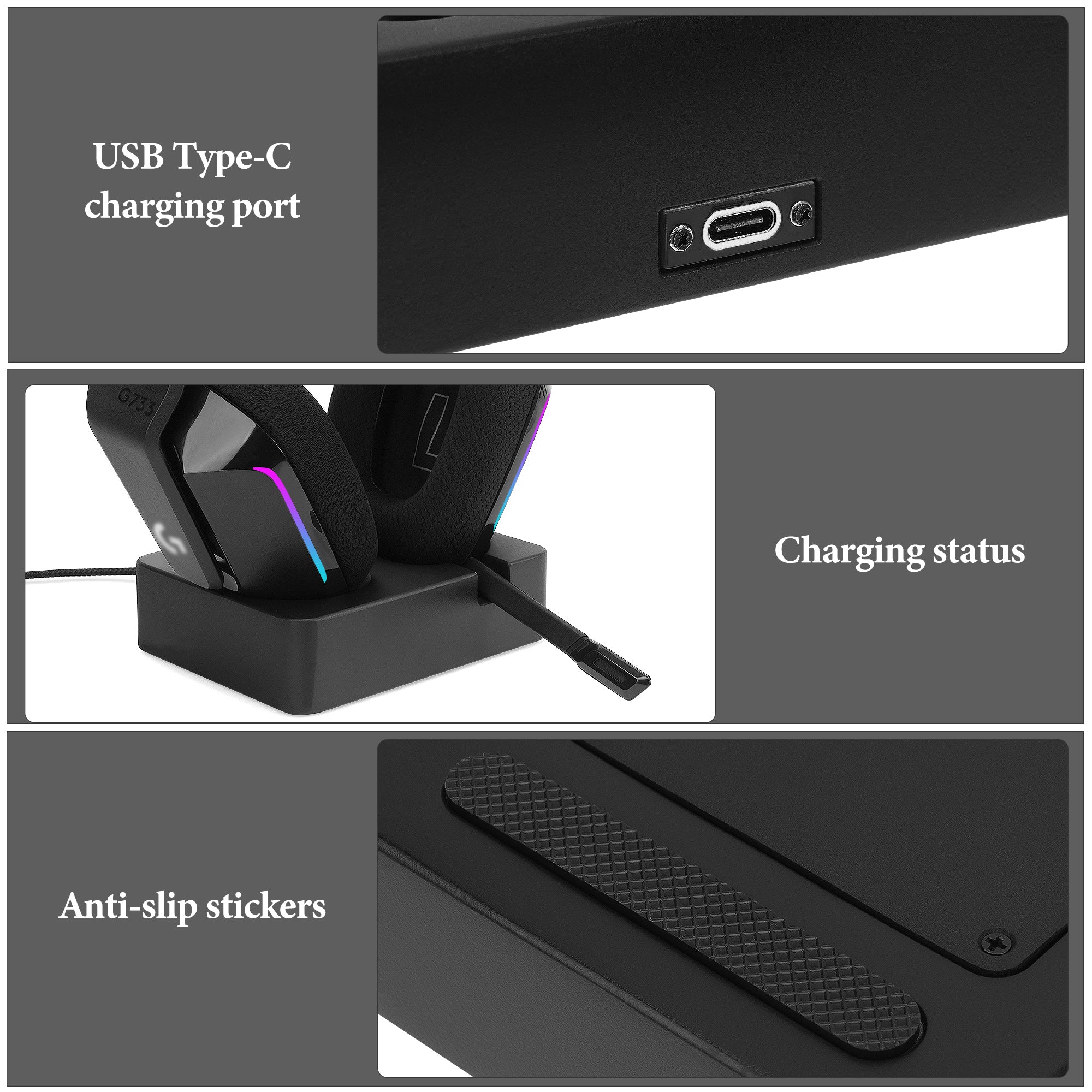 Geekria ヘッドフォン充電スタンド ロジクール Logicool G733