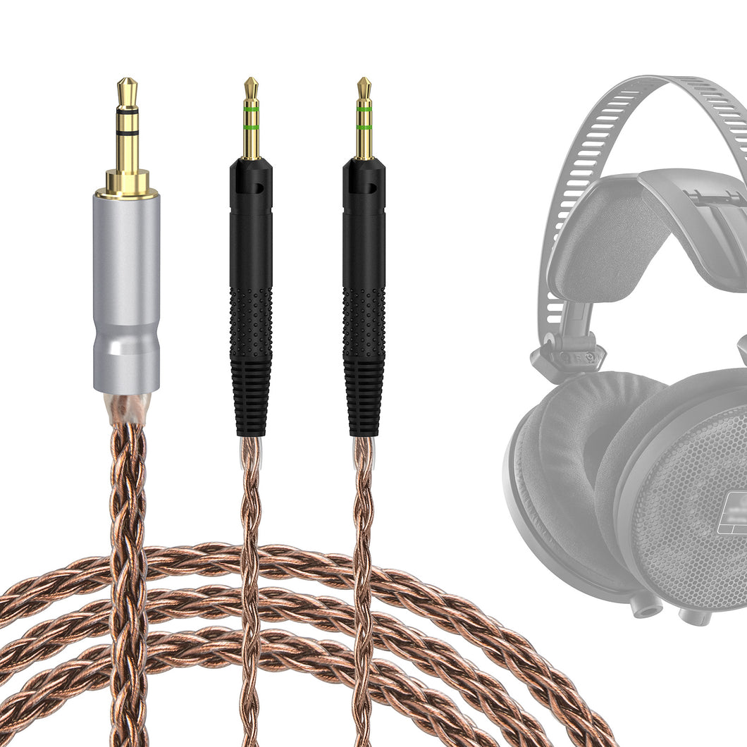 Geekria Apollo 銅アップグレードオーディオケーブル ATH ATH-R70X ヘッドフォンと互換性あり、3.5mm からデュアル 2.5mm 交換用ヘッドフォンコード、高解像度オーディオファン、HiFi ヘッドセット用 (4.9 フィート / 1.5 m)