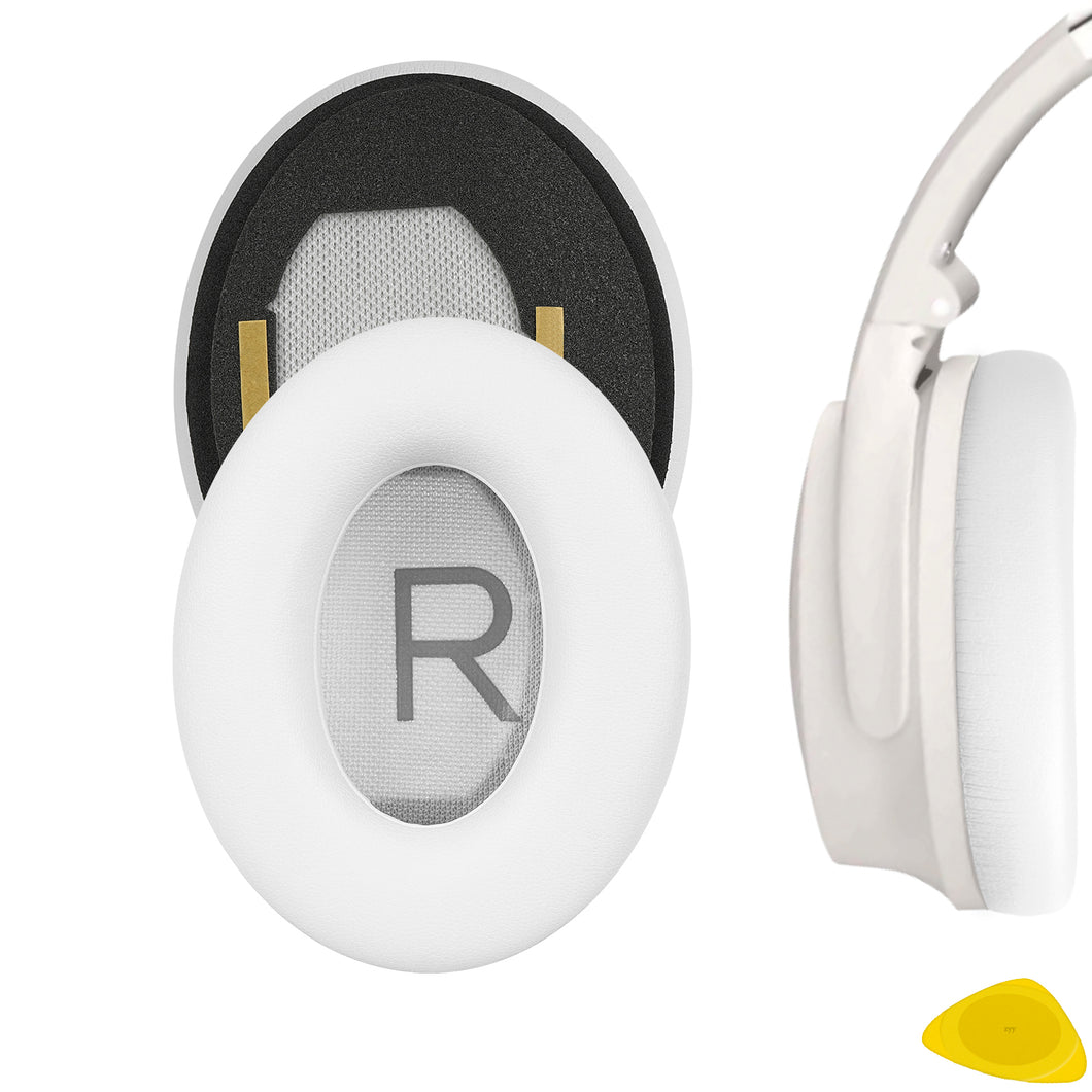 Geekria イヤーパッド QuickFit 互換性 パッド ボーズ Bose New QuietComfort, QC45, QC35, QC35 ii, QC25, QC15, QC2, AE2, AE2i, AE2w, SoundTrue, SoundLink AE ヘッドホンに対応 パッド イヤー / イヤーカップ プロテインレザー (スモーキーホワイト)