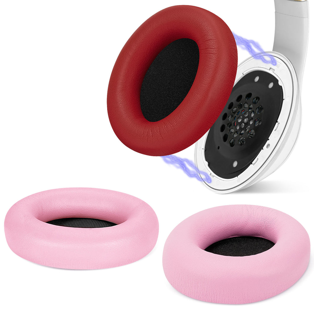 Geekria イヤーパッド SNAP マグネチック 互換性 パッド ビーツバイドクタードレ Beats Studio Pro ヘッドホンに対応 パッド イヤー / イヤーカップ プロテインレザー (ピンク+レッド, 2組)