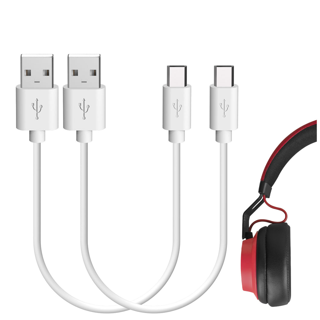 Geekria 充電ケーブル 互換性 USB 充電コード USB to Micro-USB ジャブラ Jabra Move Style, Elite 65t, Elite Sport に対応 (白/30cm 2個)