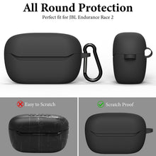 画像をギャラリービューアに読み込む, Geekria シリコンカバー 互換性 カバージェイビーエル JBL Endurance Race 2 対応 True Wireless Earbuds 充電ケースカバー 外装カバーキーホルダーフック付き 、充電ポートアクセス可能、フロントLED可視

