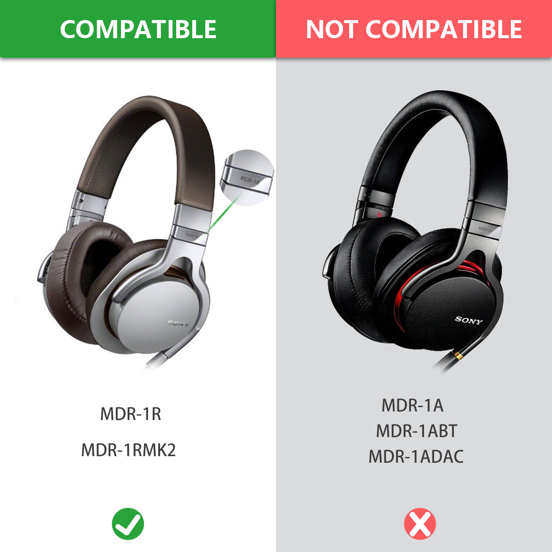 ソニー♦MDR-1A 系♦イヤパッド 1BR MDR-1R 1RMK2 茶 Geekria イヤーパッド QuickFit 互換性 パッド ソニー SONY MDR