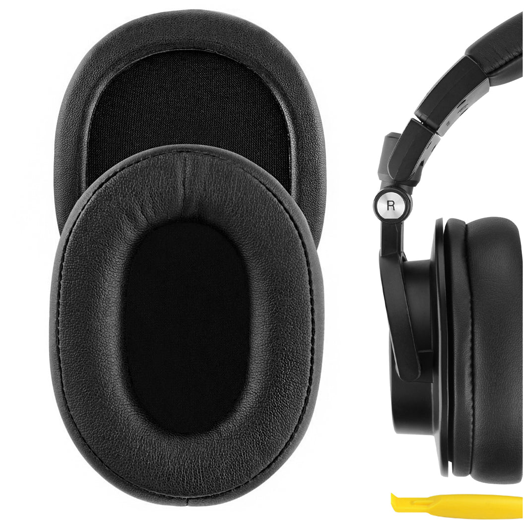 Geekria イヤーパッド QuickFit 互換性 パッド オーディオテクニカ Audio Technica ATH-M50X, M50XBT, M50xBT2, M60X, M50, ATH-M40X, M30, M20, AR5BT ヘッドホンに対応 パッド イヤー / イヤーカップ ( プロテインレザー / ブラック )