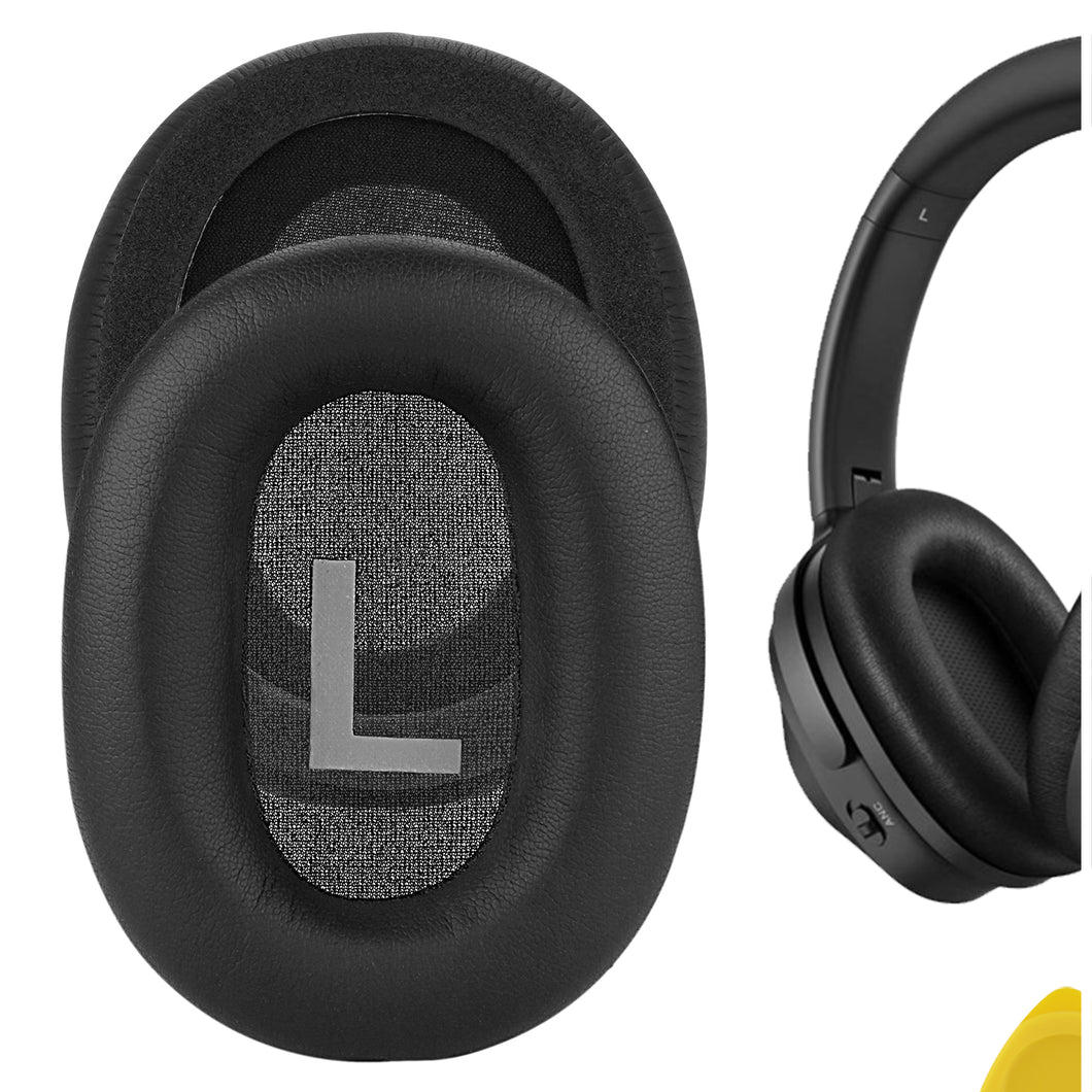 Geekria イヤーパッド QuickFit 互換性 パッド エムパウ Mpow H12 ANC, H10, RCA H033C ヘッドホンに対応 パッド イヤー / イヤーカップ (プロテインレザー / 黒)